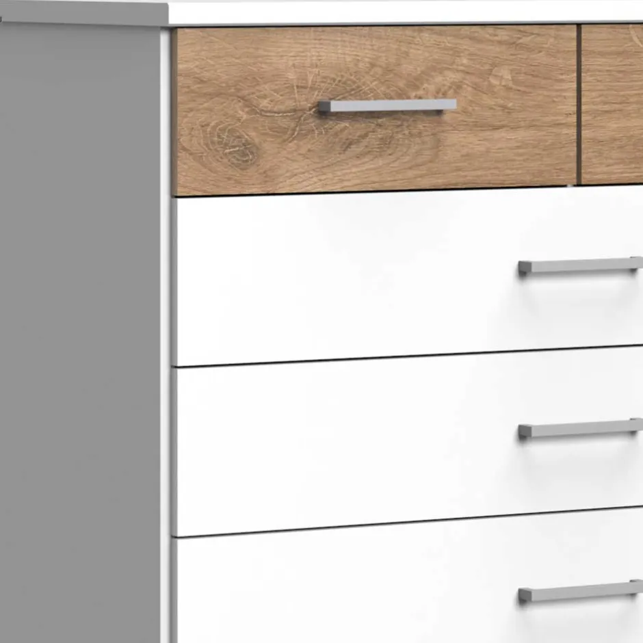 Wohnen Kommode in Weiß & Eiche Nachbildung - Calassina