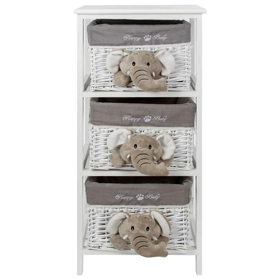 Kommode mit 3 Körben mit Plüsch Elefanten in Grau - Lusiana^Wohnen Online