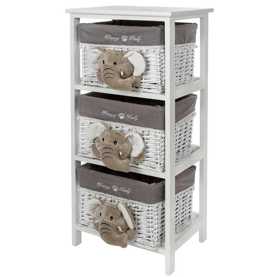 Kommode mit 3 Körben mit Plüsch Elefanten in Grau - Lusiana^Wohnen Online