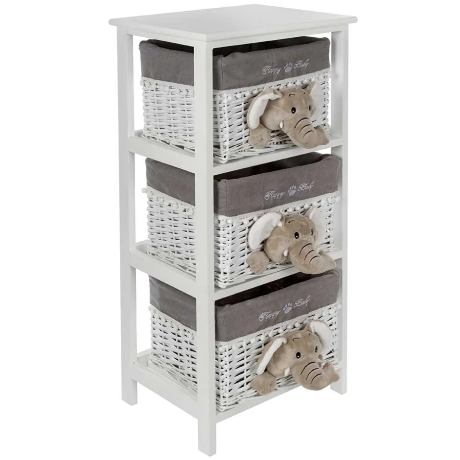 Kommode mit 3 Körben mit Plüsch Elefanten in Grau - Lusiana^Wohnen Online