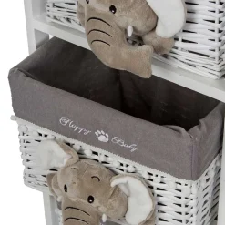 Kommode mit 3 Körben mit Plüsch Elefanten in Grau - Lusiana^Wohnen Online