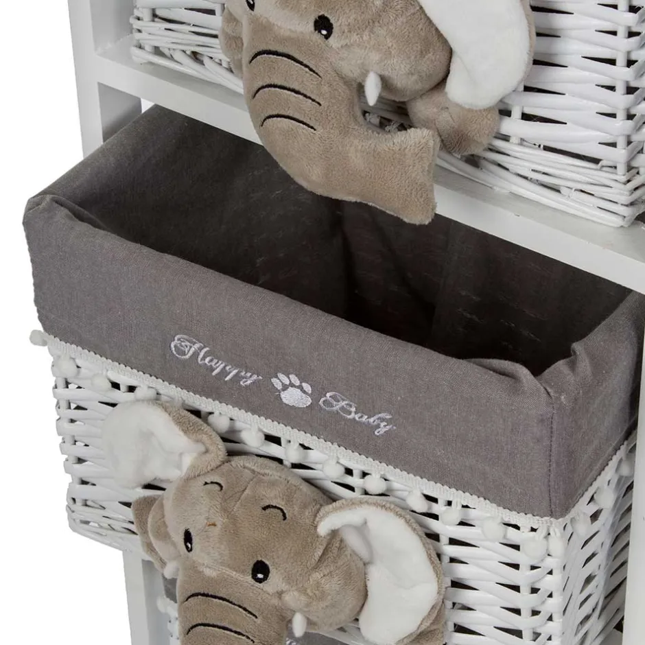 Kommode mit 3 Körben mit Plüsch Elefanten in Grau - Lusiana^Wohnen Online