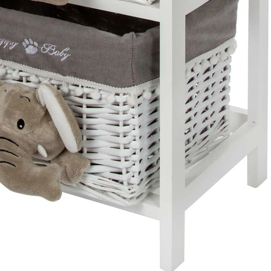 Kommode mit 3 Körben mit Plüsch Elefanten in Grau - Lusiana^Wohnen Online