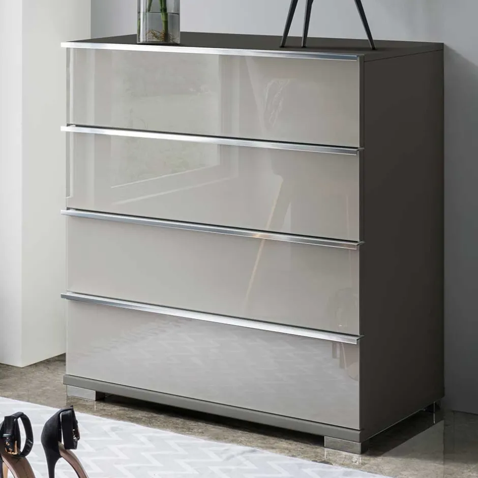 Kommode mit Glasfront in Hellgrau - Korcula^Wohnen Online