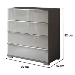 Kommode mit Glasfront in Hellgrau - Korcula^Wohnen Online