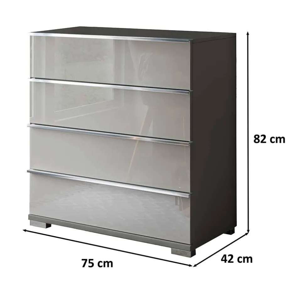 Kommode mit Glasfront in Hellgrau - Korcula^Wohnen Online