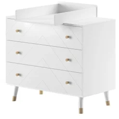 Kommode mit Wickelaufsatz in Weiß mit Gold - Zimventa^Wohnen Outlet