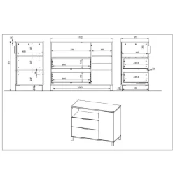 Kinder Wohnen Kommode Wickelkommode in Hellgrau - Afilon