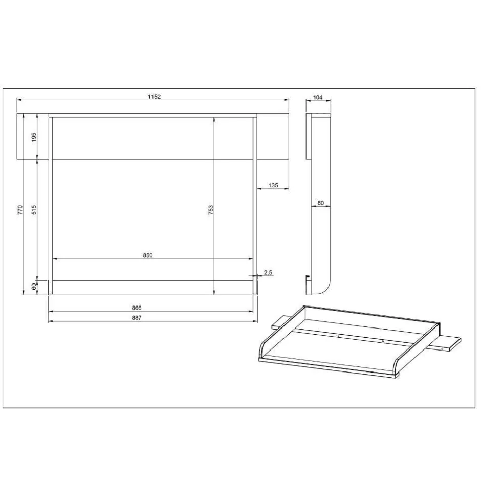 Kinder Wohnen Kommode Wickelkommode in Hellgrau - Afilon