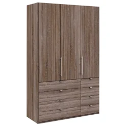 Kompakt Kleiderschrank in Holzoptik Eiche dunkel - Crenba^Wohnen Discount