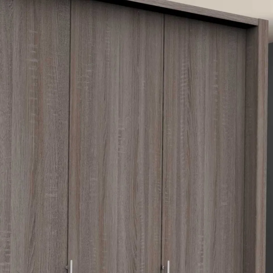 Kompakt Kleiderschrank in Holzoptik Eiche dunkel - Crenba^Wohnen Discount