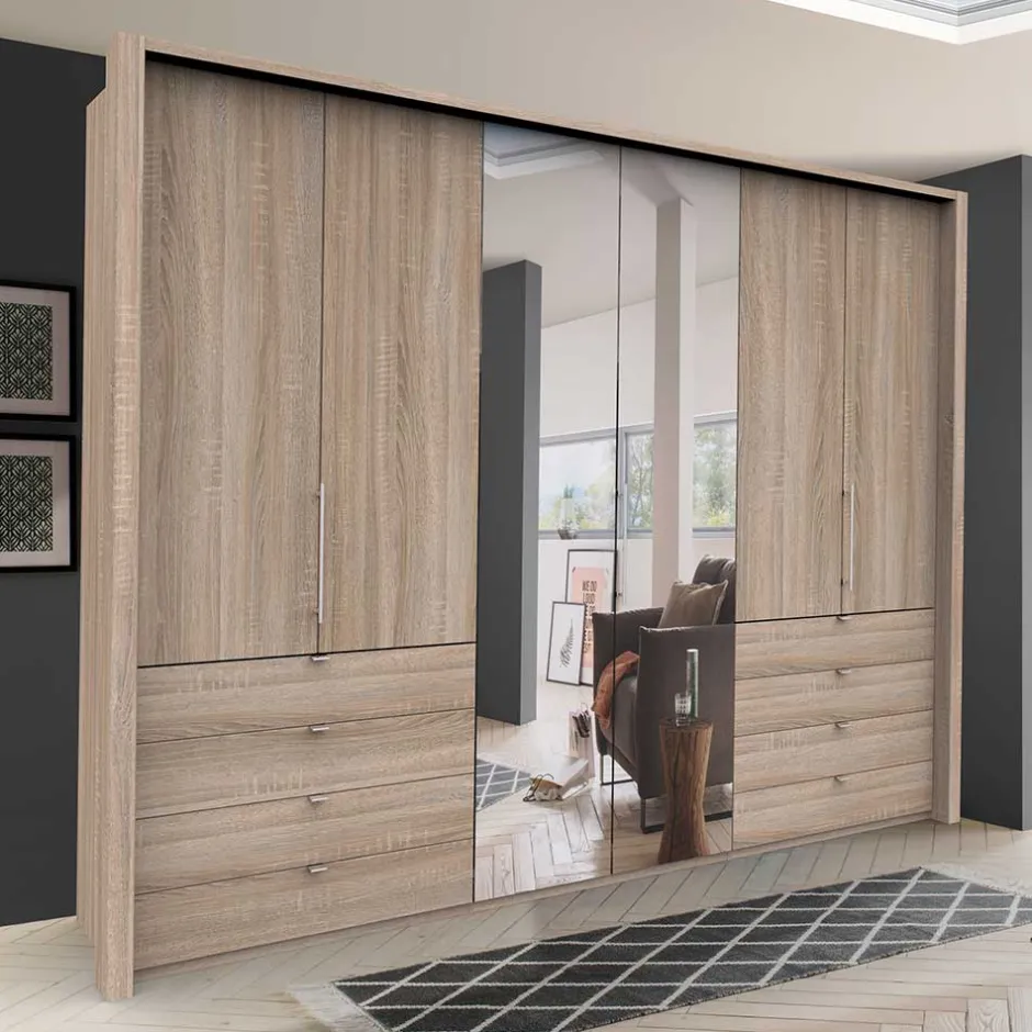 Wohnen Kompakt Kleiderschrank mit Spiegel mittig - Zayun