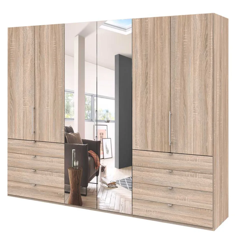 Wohnen Kompakt Kleiderschrank mit Spiegel mittig - Zayun