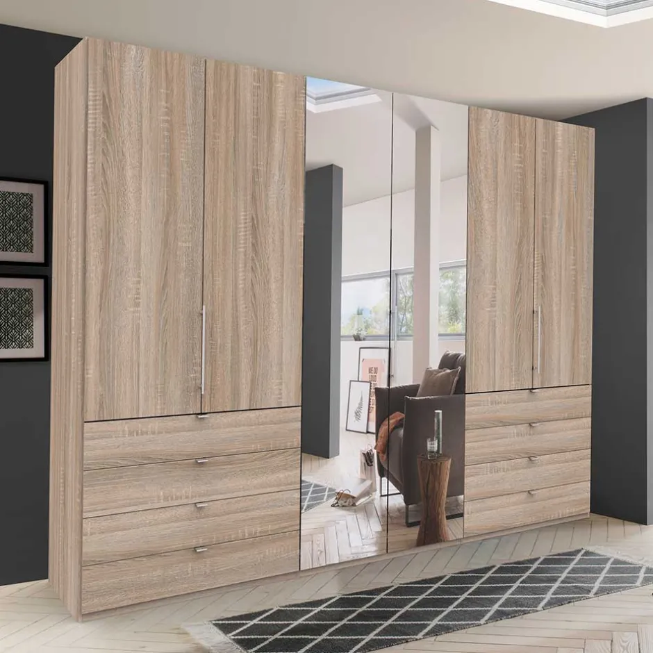 Wohnen Kompakt Kleiderschrank mit Spiegel mittig - Zayun