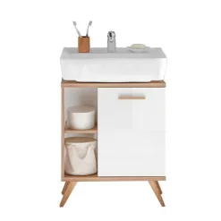 Wohnen Kompakte Badmöbel im Skandi Design - Timur (dreiteilig)