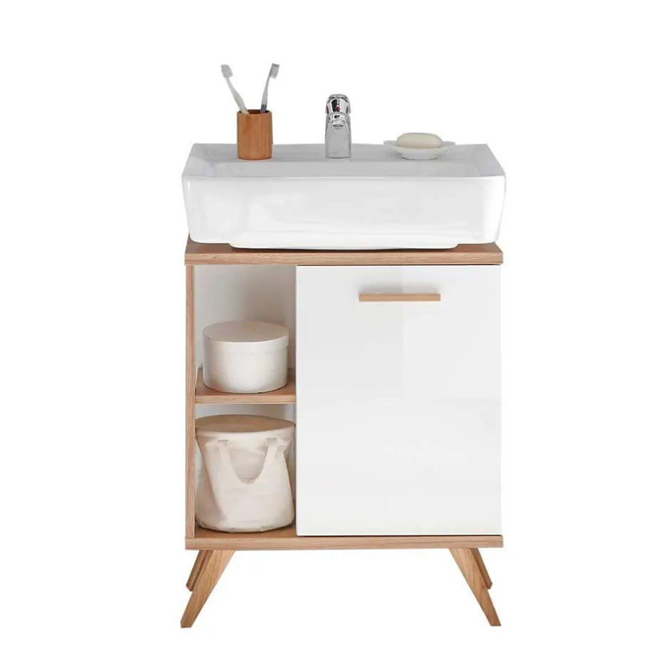 Wohnen Kompakte Badmöbel im Skandi Design - Timur (dreiteilig)