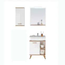 Wohnen Kompakte Badmöbel im Skandi Design - Timur (dreiteilig)