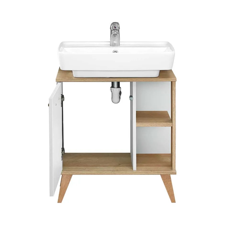 Wohnen Kompakte Badmöbel im Skandi Design - Timur (dreiteilig)