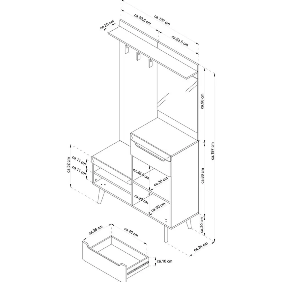Kompakte Garderobe im Skandi Design - Olcian^Wohnen Outlet