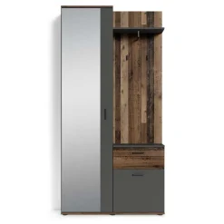 Kompakte Garderobe in Anthrazit & Altholz Optik - Vlatu^Wohnen