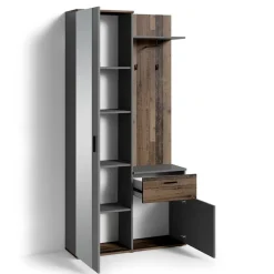 Kompakte Garderobe in Anthrazit & Altholz Optik - Vlatu^Wohnen