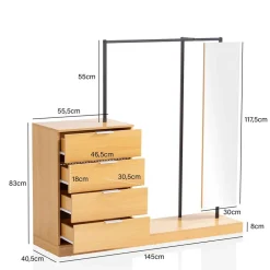 Wohnen Kompakte Standgarderobe mit Spiegel - Jannick