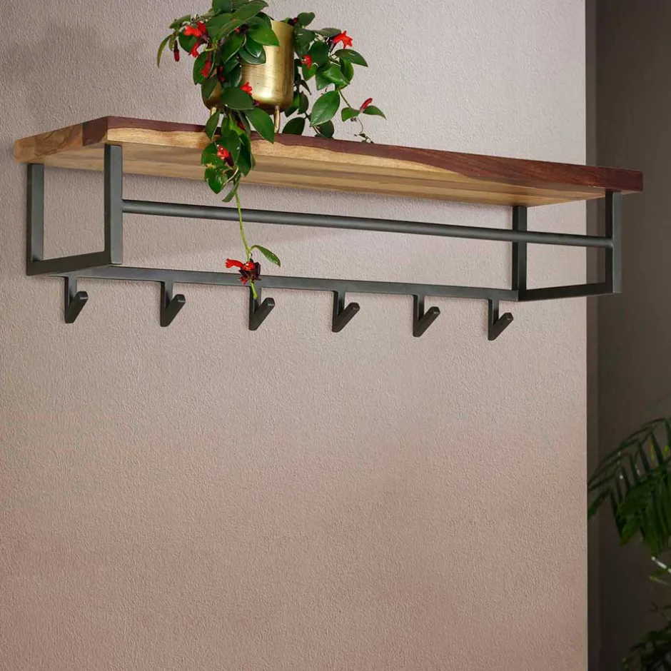 Wohnen Kompakte Wandgarderobe aus Nussbaum massiv - Ilona