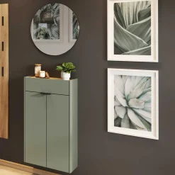 Wohnen Kompaktes Dielenmöbel Set in Graugrün - Point (dreiteilig)