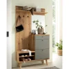 Wohnen Kompakt-Garderobe in Eiche Optik und Graugrün - Oliva