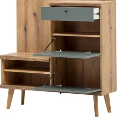 Wohnen Kompakt-Garderobe in Eiche Optik und Graugrün - Oliva