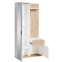 Wohnen Kompaktgarderobe in Weiß und Wildeiche Optik - Yumagno