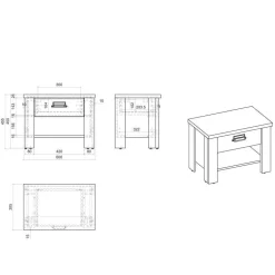 Wohnen Komplett Schlafzimmer mit Einzelbett - Naiavio (vierteilig)