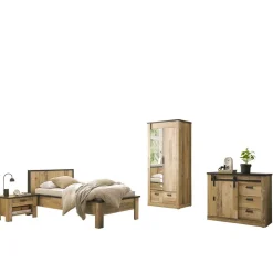 Wohnen Komplett Schlafzimmer mit Einzelbett - Naiavio (vierteilig)