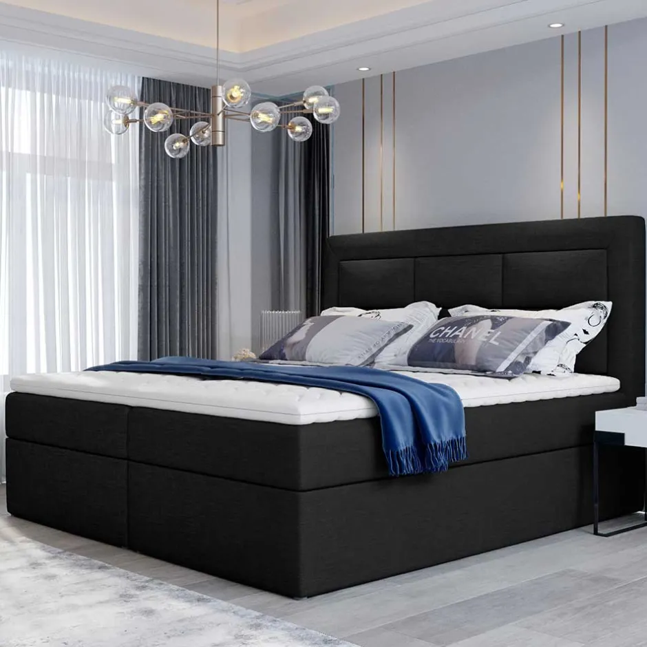 Wohnen Komplettbett in Schwarzbraun Stoffbezug - Aundre