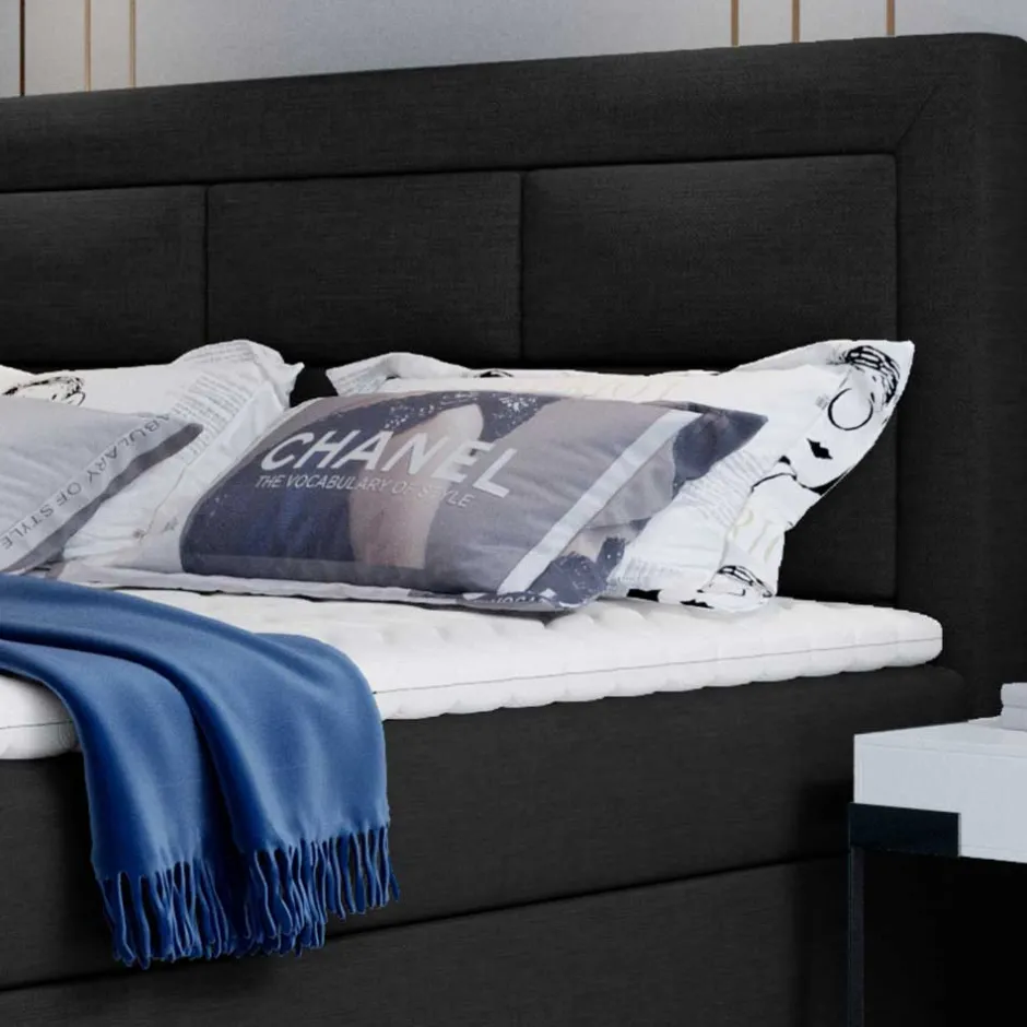 Wohnen Komplettbett in Schwarzbraun Stoffbezug - Aundre