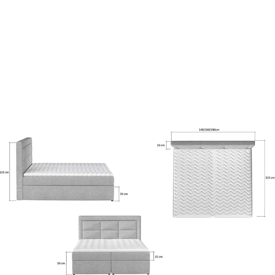 Wohnen Komplettbett in Schwarzbraun Stoffbezug - Aundre
