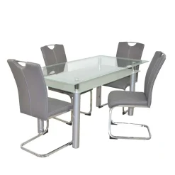 Komplette Essgruppe mit Glastisch - Viddalba (fünfteilig)^Wohnen Discount