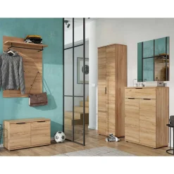 Wohnen Komplette Flur Einrichtung in Holzoptik - Esdrusca (fünfteilig)