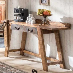 Wohnen Konsolentisch aus Massivholz sandgestrahlt - Bahiro