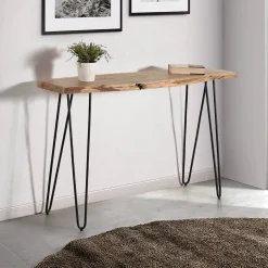 Konsolentisch mit Baumkante Holzplatte Akazie - Cornelys^Wohnen