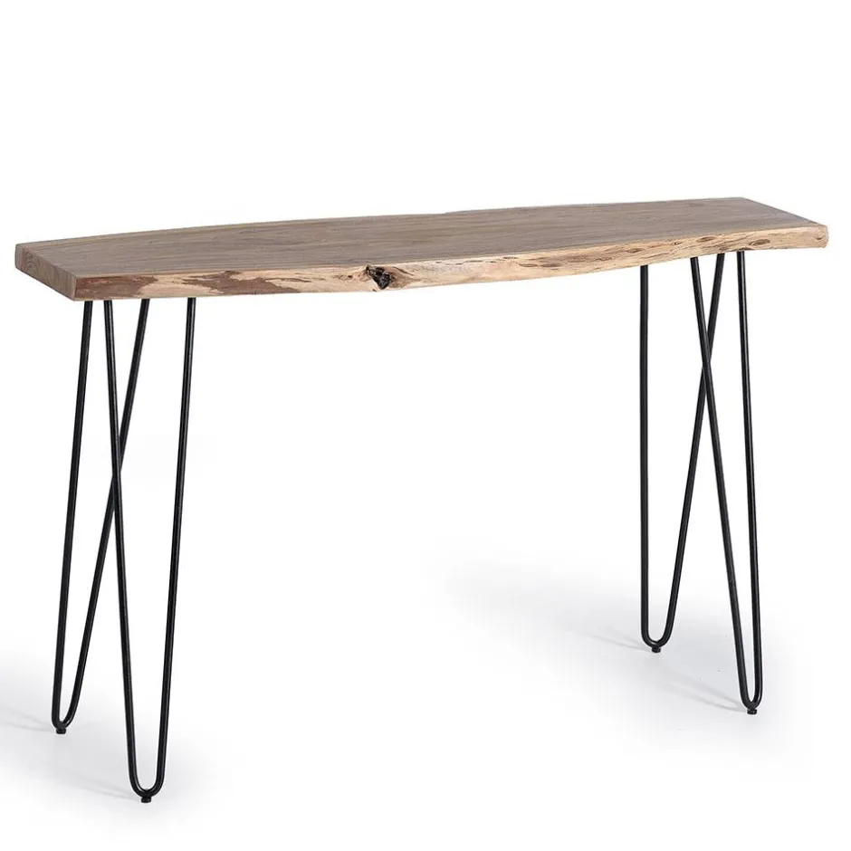 Konsolentisch mit Baumkante Holzplatte Akazie - Cornelys^Wohnen