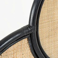 Wohnen Kopfteil aus Rattan in Schwarz mit Geflecht - Aschau