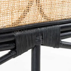 Wohnen Kopfteil aus Rattan in Schwarz mit Geflecht - Aschau