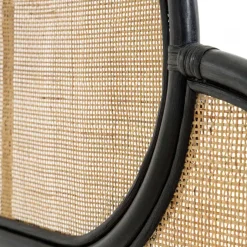 Wohnen Kopfteil aus Rattan in Schwarz mit Geflecht - Aschau