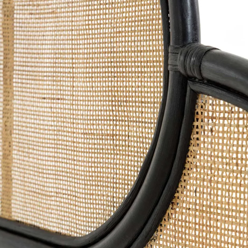 Wohnen Kopfteil aus Rattan in Schwarz mit Geflecht - Aschau