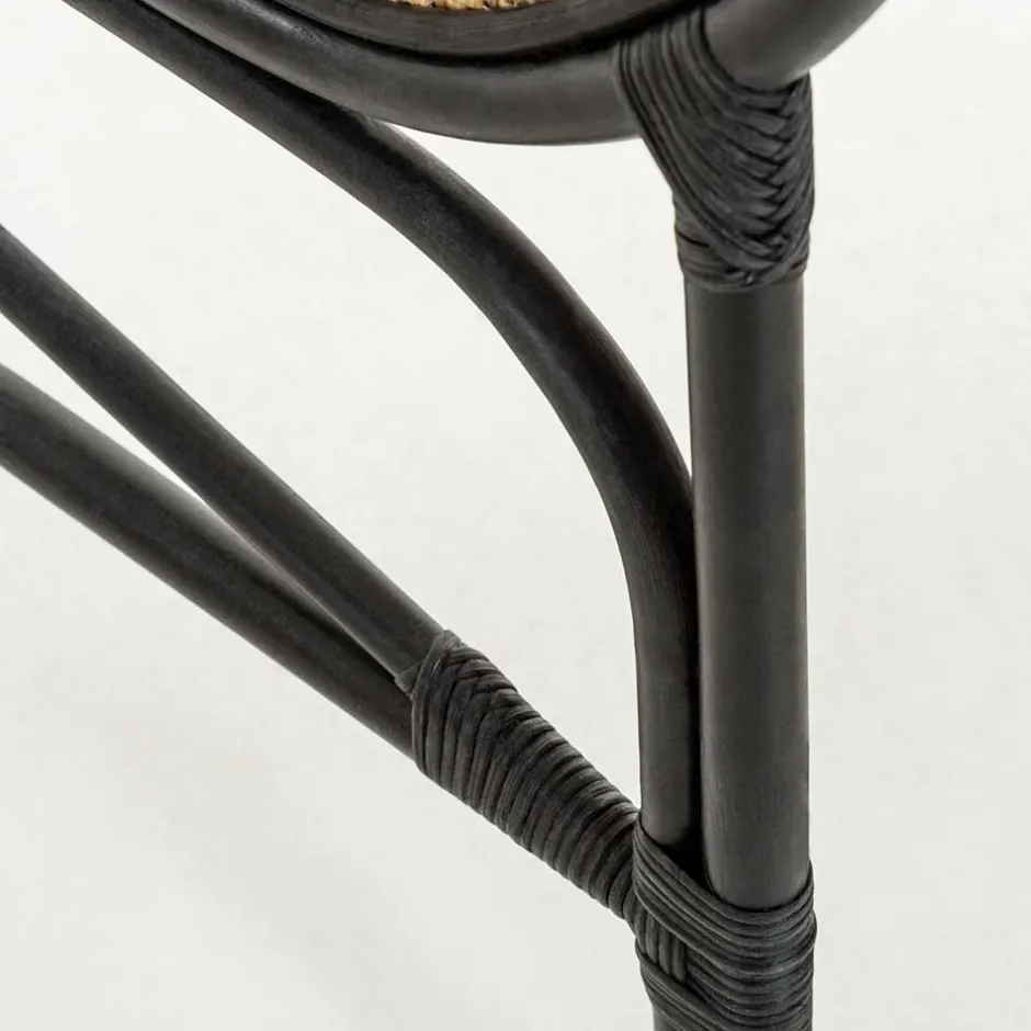 Wohnen Kopfteil aus Rattan in Schwarz mit Geflecht - Aschau