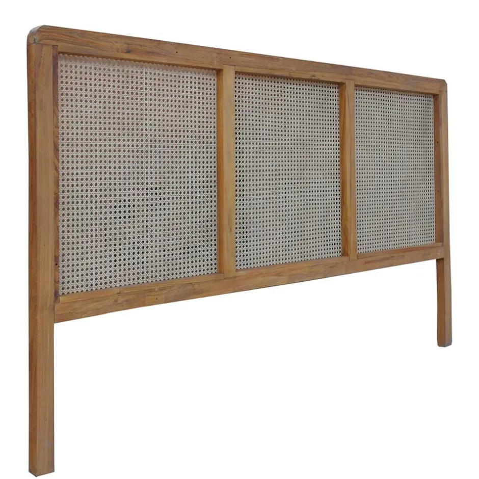 Wohnen Kopfteil mit Wiener Geflecht und Teakholz Rahmen - Teako