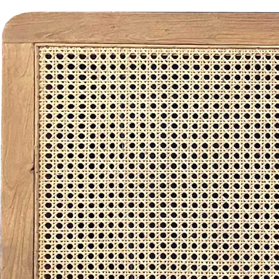 Wohnen Kopfteil mit Wiener Geflecht und Teakholz Rahmen - Teako