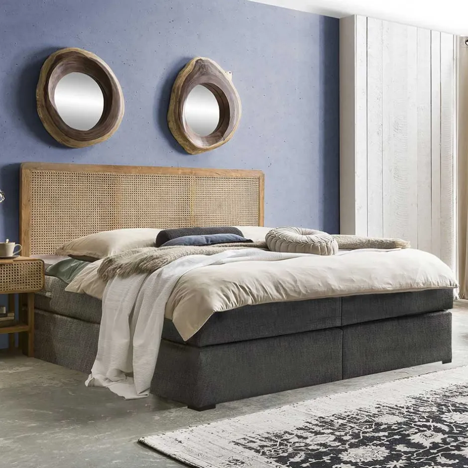 Wohnen Kopfteil mit Wiener Geflecht und Teakholz Rahmen - Teako