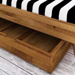 Kopfteilloses Wildeiche Ehebett mit Bettkasten - Eavy^Wohnen New